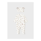 Mayoral Baby Ivory Bunny Print Babygrow and Hat Set